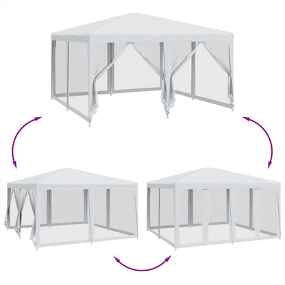 Partytent met 8 mesh zijwanden 4x4 m HDPE wit