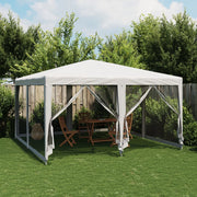 Partytent 4x4 m HDPE wit met 8 mesh zijwanden