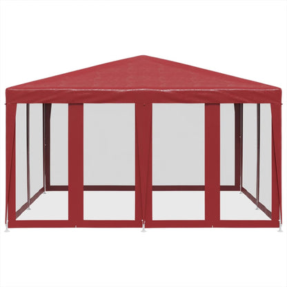 Partytent met 8 mesh zijwanden 4x4 m HDPE rood