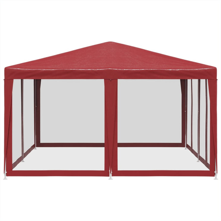 Partytent met 8 mesh zijwanden 4x4 m HDPE rood