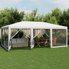 Partytent 6x4 m HDPE wit met 10 mesh zijwanden