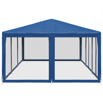 Partytent met 10 mesh zijwanden 6x4 m HDPE blauw