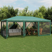 Partytent 6x4 m HDPE groen met 10 mesh zijwanden