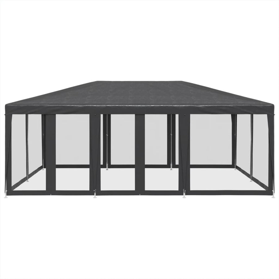 Partytent met 10 mesh zijwanden 6x4 m HDPE antracietkleurig