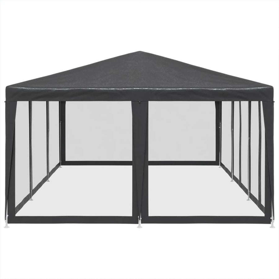 Partytent met 10 mesh zijwanden 6x4 m HDPE antracietkleurig