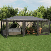 Partytent 6x4 m HDPE antraciet met 10 mesh zijwanden