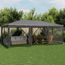 Partytent met 10 mesh zijwanden 6x4 m HDPE antracietkleurig