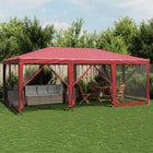 Party tent with 10 mesh side walls 6x4 m HDPE red