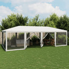 Partytent 8x4 m HDPE wit met mesh zijwanden