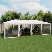 Partytent 8x4 m HDPE wit met mesh zijwanden