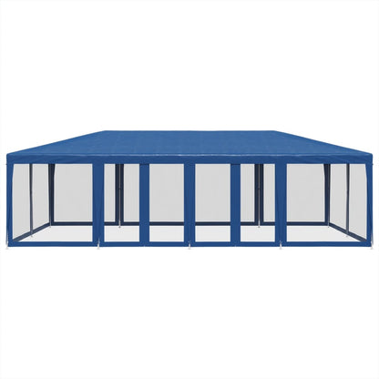Partytent met 12 mesh zijwanden 8x4 m HDPE blauw