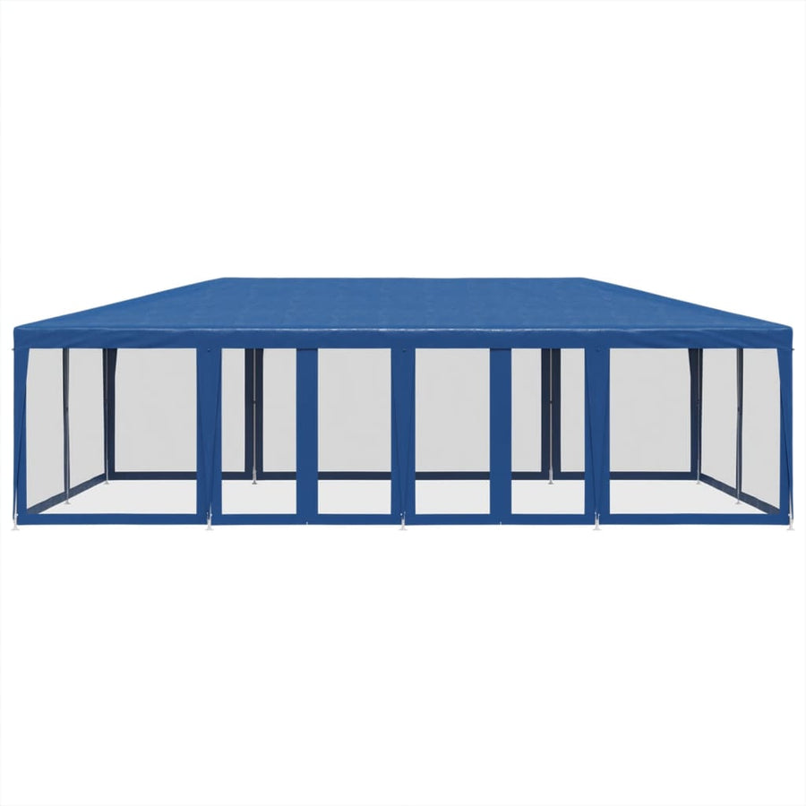 Partytent met 12 mesh zijwanden 8x4 m HDPE blauw