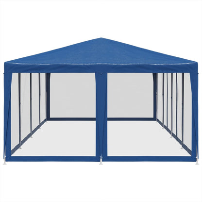 Partytent met 12 mesh zijwanden 8x4 m HDPE blauw