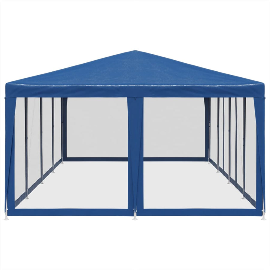 Partytent met 12 mesh zijwanden 8x4 m HDPE blauw