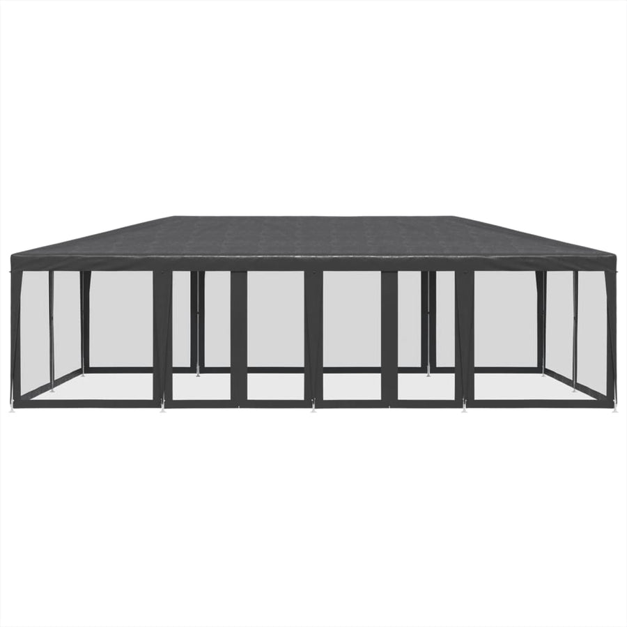 Partytent met 12 mesh zijwanden 8x4 m HDPE antracietkleurig