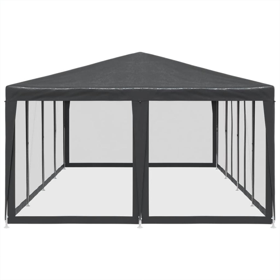 Partytent met 12 mesh zijwanden 8x4 m HDPE antracietkleurig