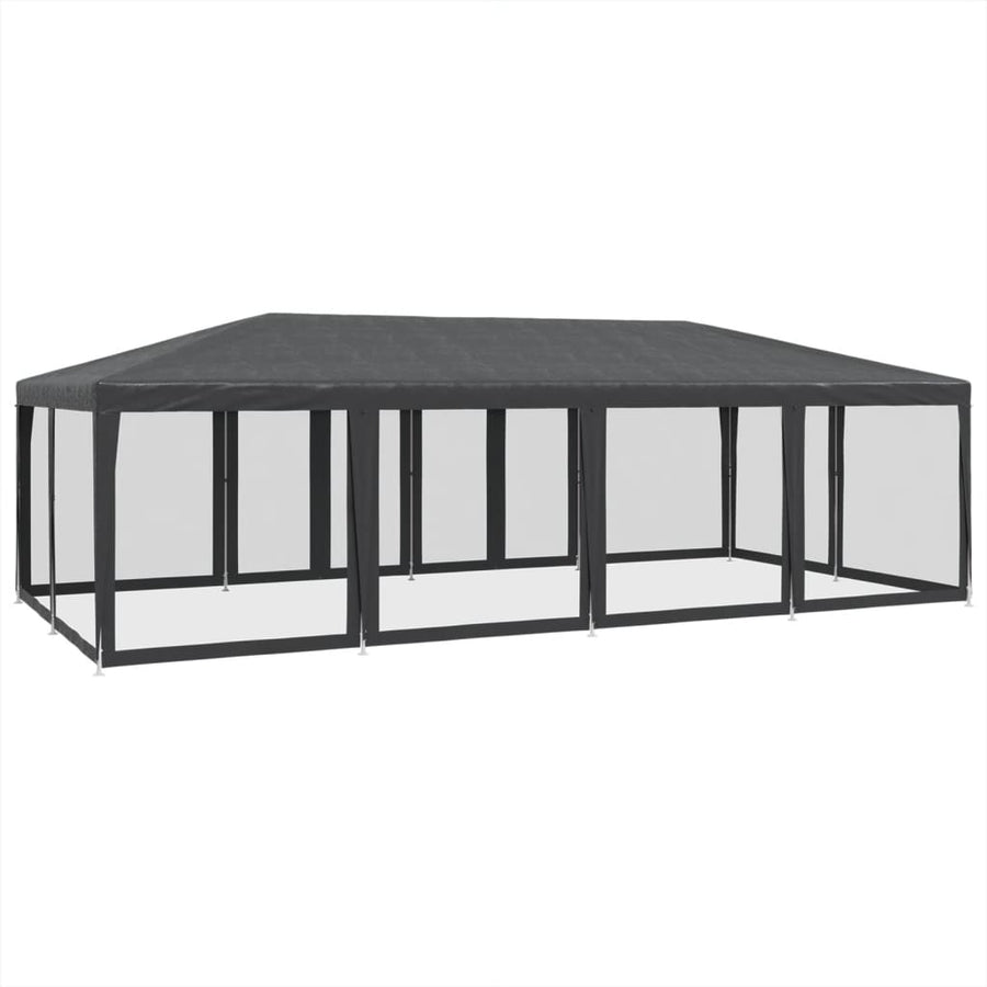 Partytent met 12 mesh zijwanden 8x4 m HDPE antracietkleurig