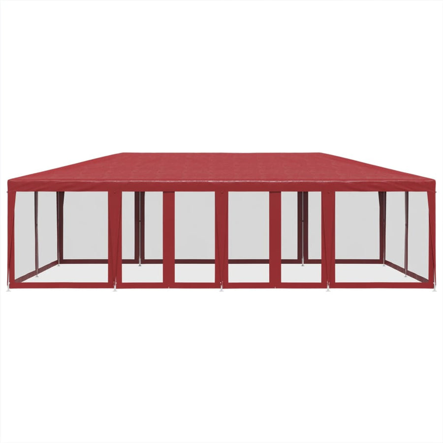 Partytent met 12 mesh zijwanden 8x4 m HDPE rood