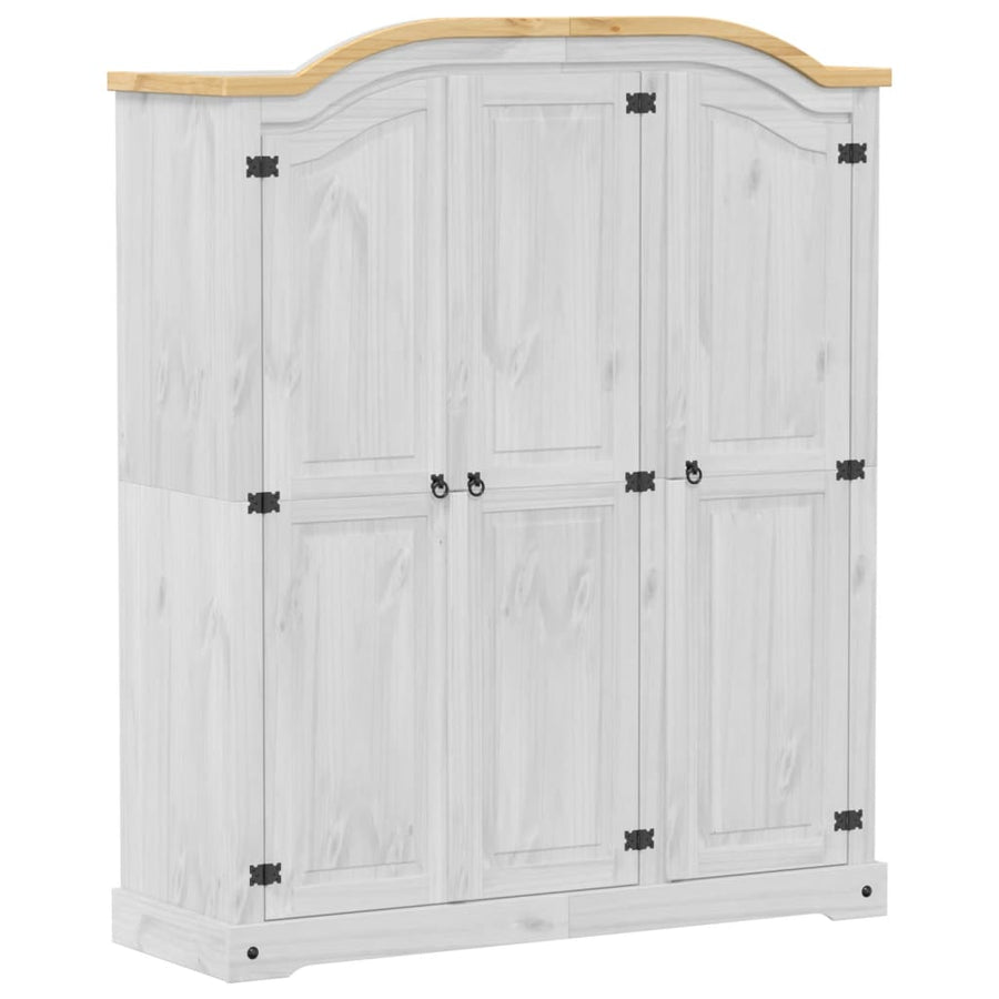 Kledingkast Corona wit 151,5x52x186 cm massief grenenhout