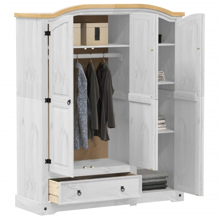 Kledingkast Corona 151,5X52X186 Cm Massief Grenenhout Wit