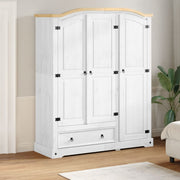 Kledingkast massief grenenhout wit 151,5x52x186 cm