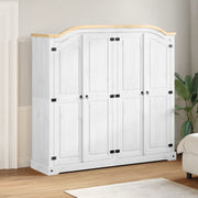 Kledingkast 194x52x186 cm massief grenenhout wit