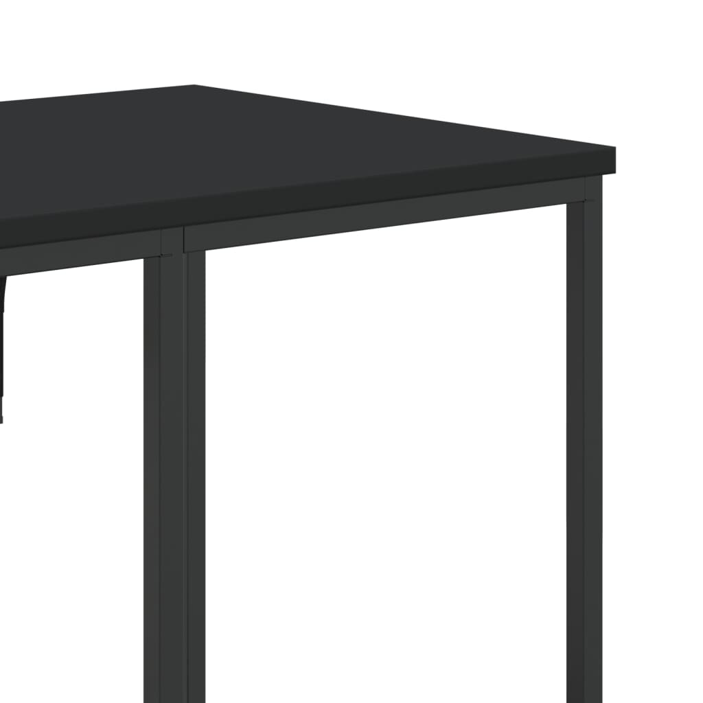 Kledingrek met schappen bewerkt hout zwart