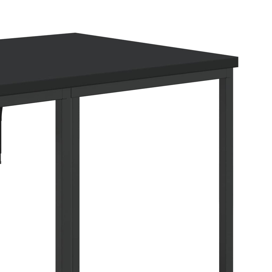 Kledingrek met schappen bewerkt hout zwart