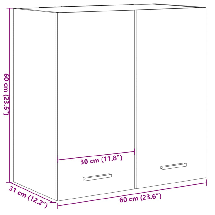 Hangkast 60x31x60 cm bewerkt hout sonoma eikenkleurig
