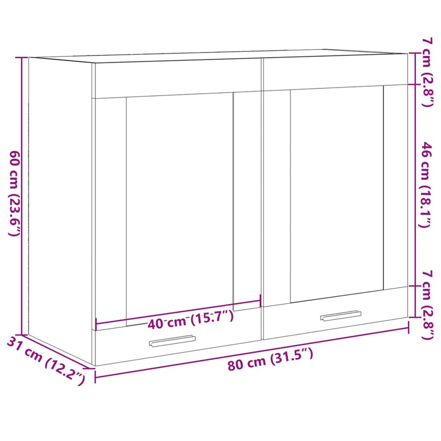Hangkast 80x31x60 cm spaanplaat sonoma eikenkleurig