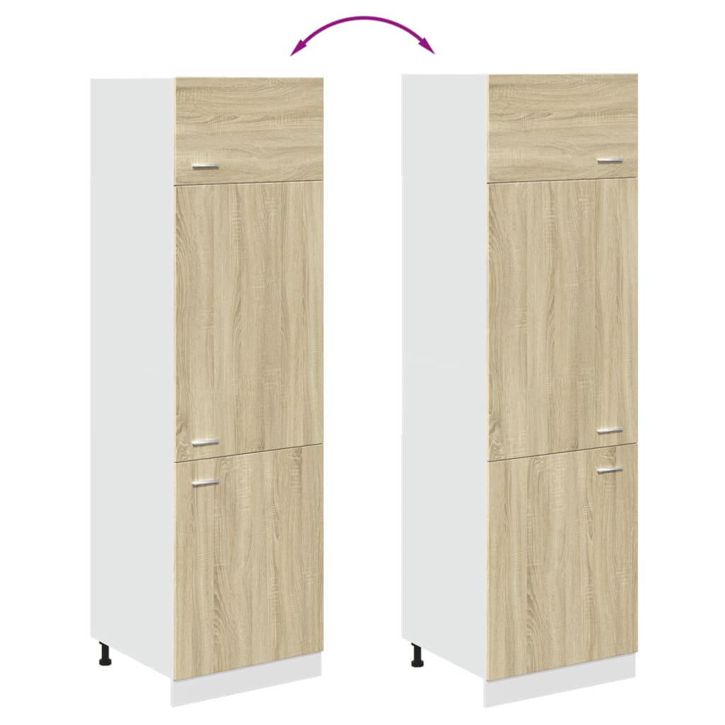 Ombouwkast voor koelkast Lyon 60x57x207 cm bewerkt hout sonoma eikenkleurig