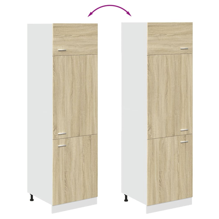 Ombouwkast voor koelkast Lyon 60x57x207 cm bewerkt hout sonoma eikenkleurig