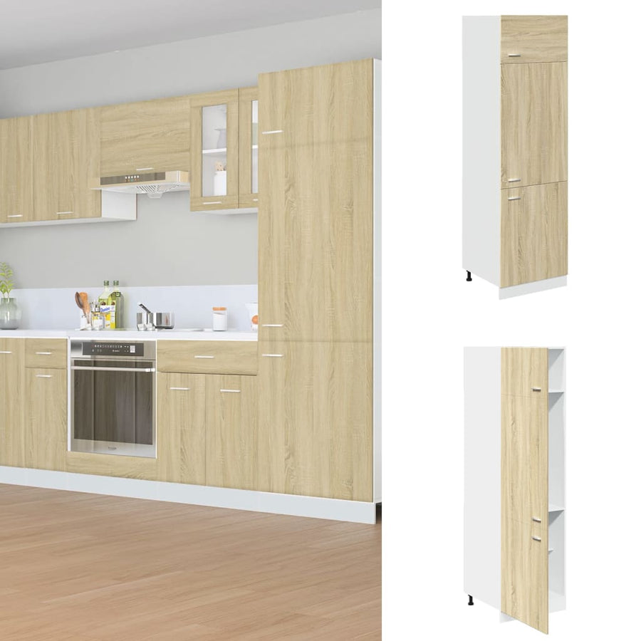 Ombouwkast voor koelkast Lyon 60x57x207 cm bewerkt hout sonoma eikenkleurig