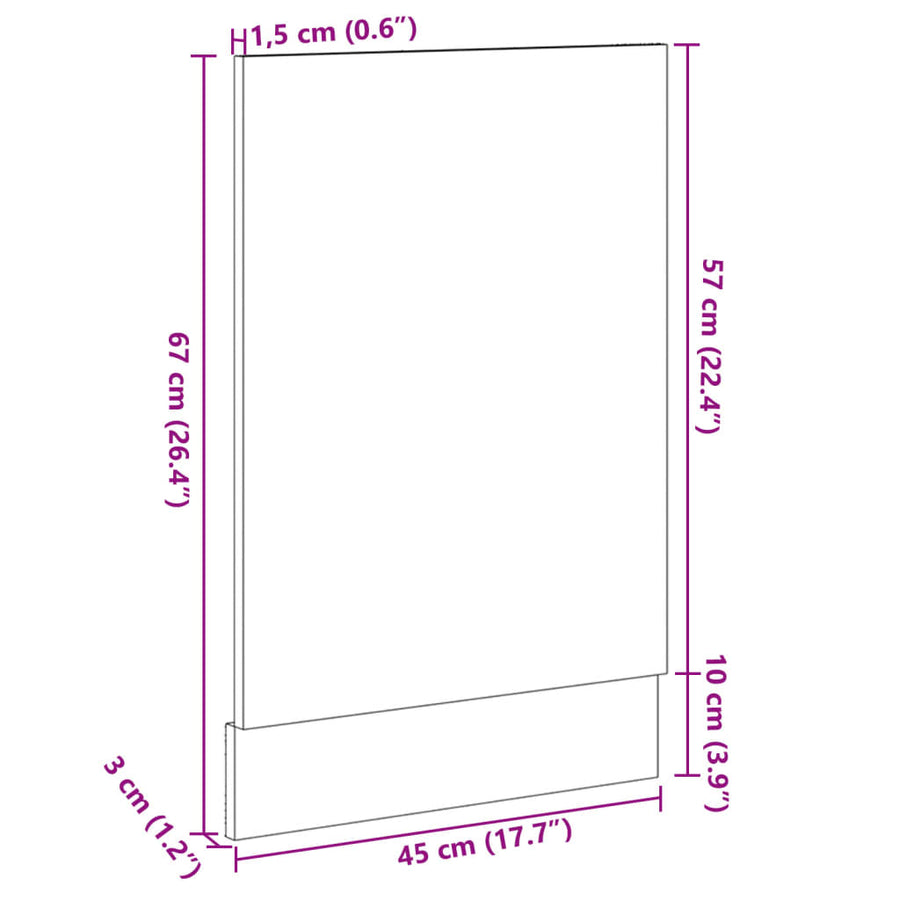 Frontpaneel vaatwasser Lyon 45x3x67 cm bewerkt hout sonoma eiken