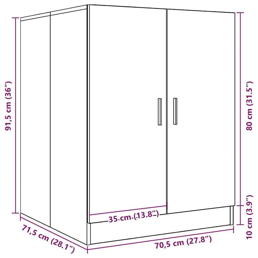 Wasmachinekast 70,5x71,5x91,5 cm sonoma eikenkleurig