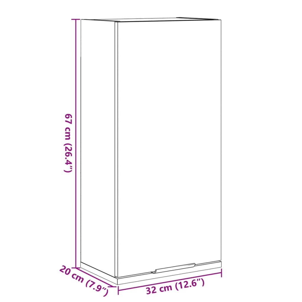 Badkamerkast wandgemonteerd 32x20x67 cm sonoma eikenkleurig