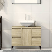 Wastafelkast 80x33x60 cm bewerkt hout sonoma eiken