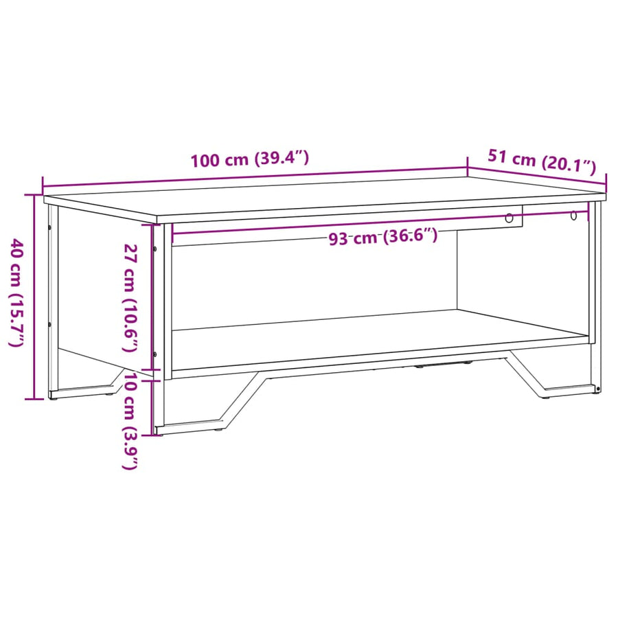 Salontafel 100x51x40 cm bewerkt hout zwart