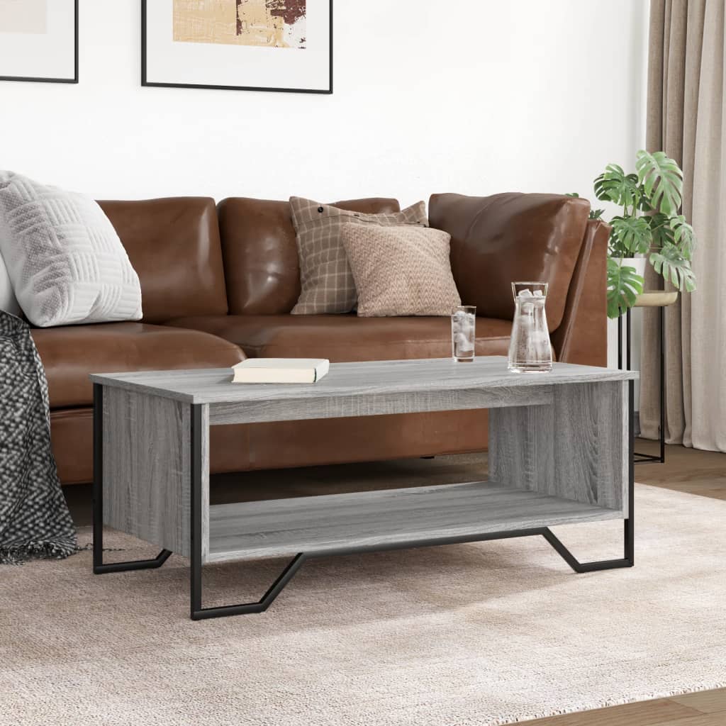 Salontafel 100x51x40 cm bewerkt hout grijs sonoma
