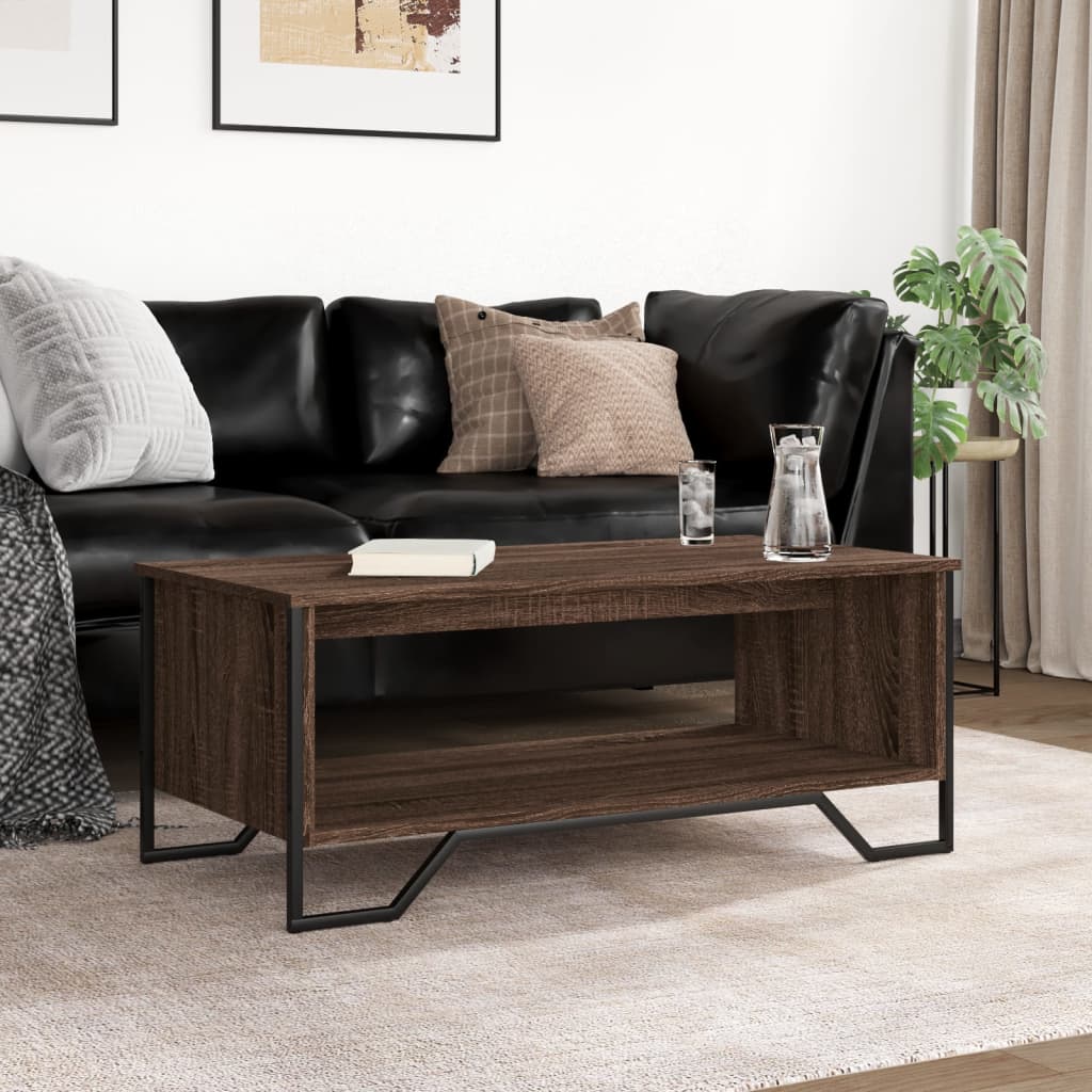 Salontafel 100x51x40 cm bewerkt hout bruin eikenkleur