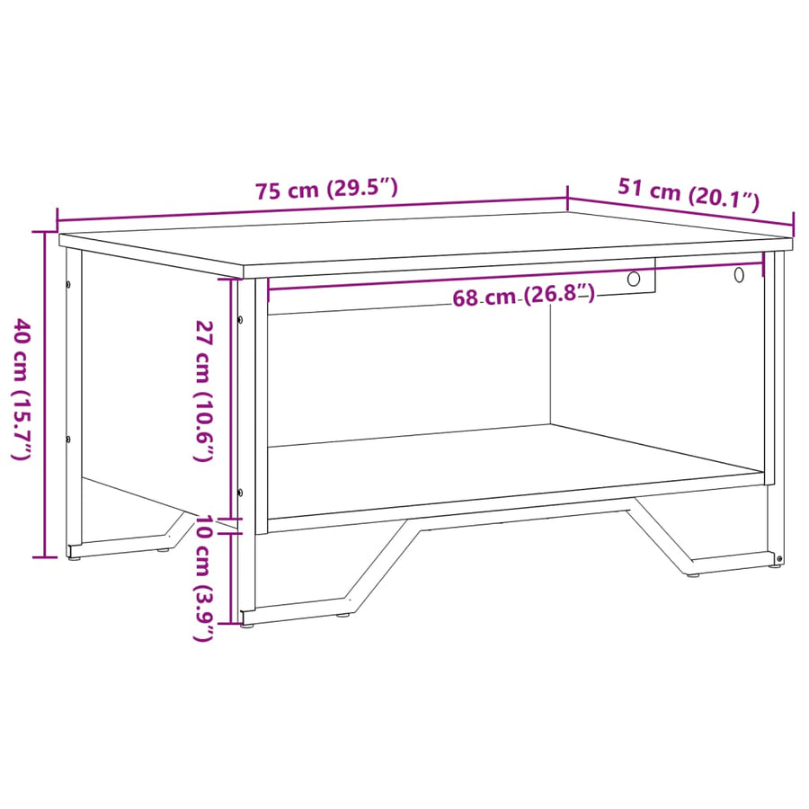 Salontafel 75x51x40 cm bewerkt hout zwart