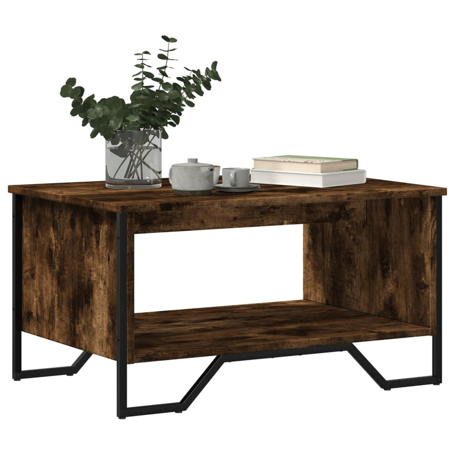 Salontafel 75x51x40 cm bewerkt hout gerookt eikenkleurig