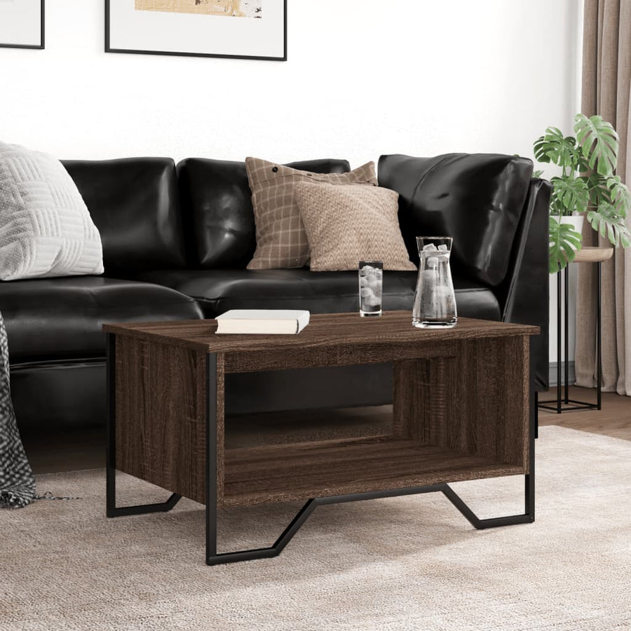 Salontafel 75x51x40 cm bewerkt hout bruin eikenkleur