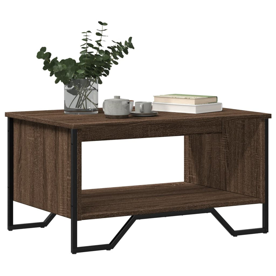 Salontafel 75x51x40 cm bewerkt hout bruin eikenkleur