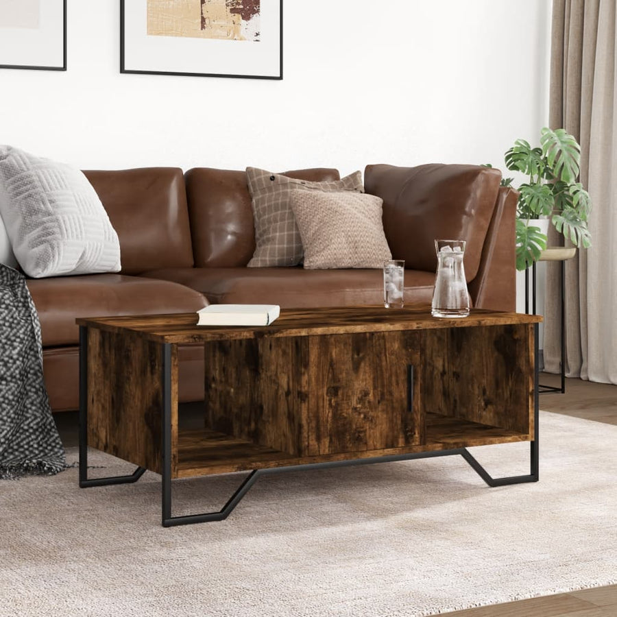 Salontafel 100x51x40 cm bewerkt hout gerookt eikenkleurig