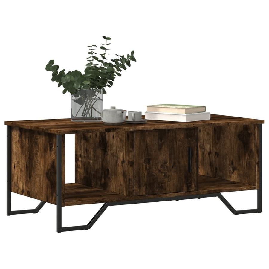 Salontafel 100x51x40 cm bewerkt hout gerookt eikenkleurig