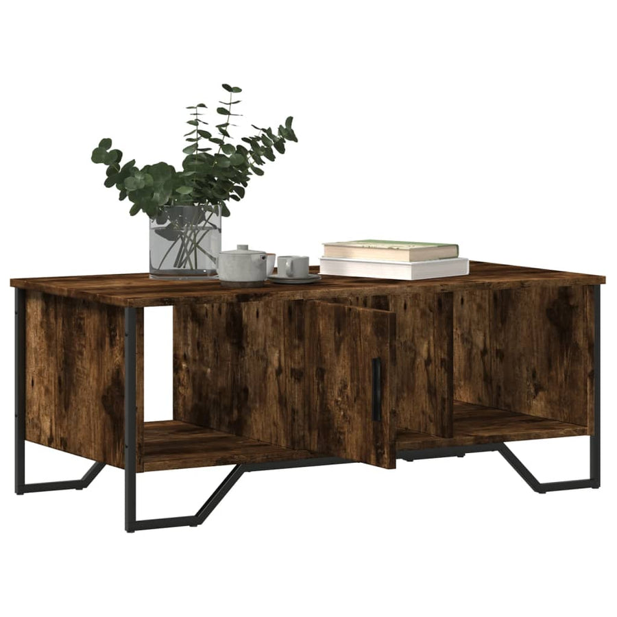 Salontafel 100x51x40 cm bewerkt hout gerookt eikenkleurig