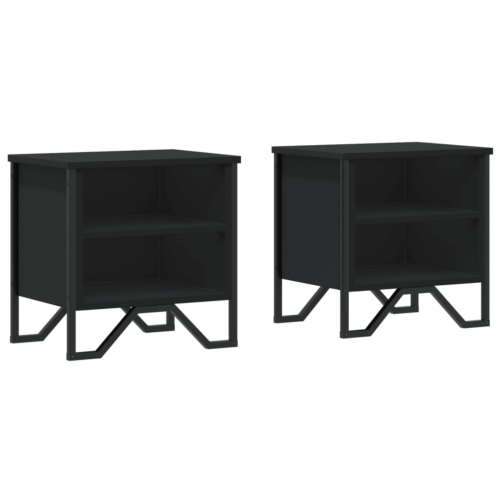 Nachtkastjes 2 st 40x30x40 cm bewerkt hout zwart