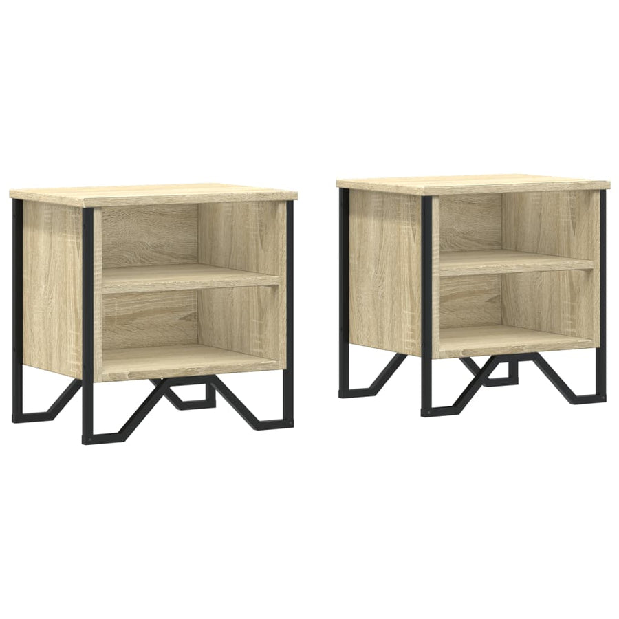 Nachtkastjes 2 st 40x30x40 cm bewerkt hout sonoma eikenkleurig