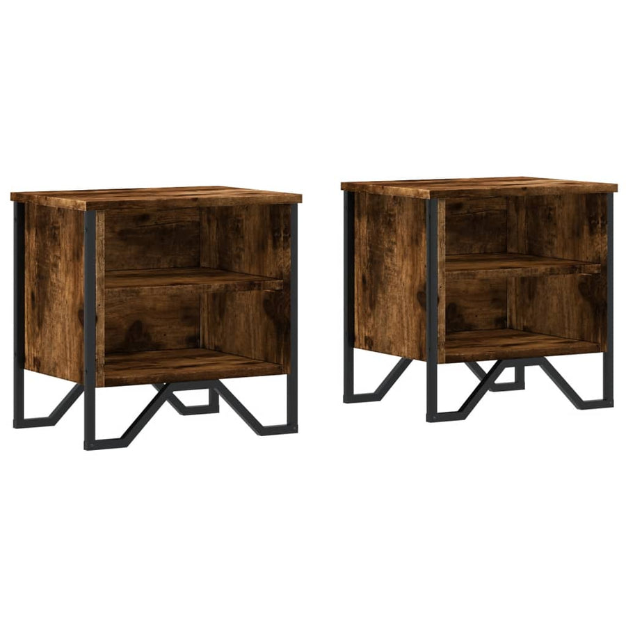 Nachtkastjes 2 st 40x30x40 cm bewerkt hout gerookt eikenkleurig